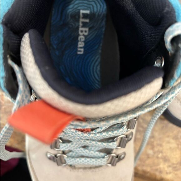 LL Bean Suede Hiking Boots Blue with Orange Accents - Picture 6 of 6